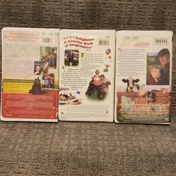 VHS Tape Bundle Willie Wonka- Babe- Wizard of Oz- Vintage Original Clam… - Picture 5 of 5